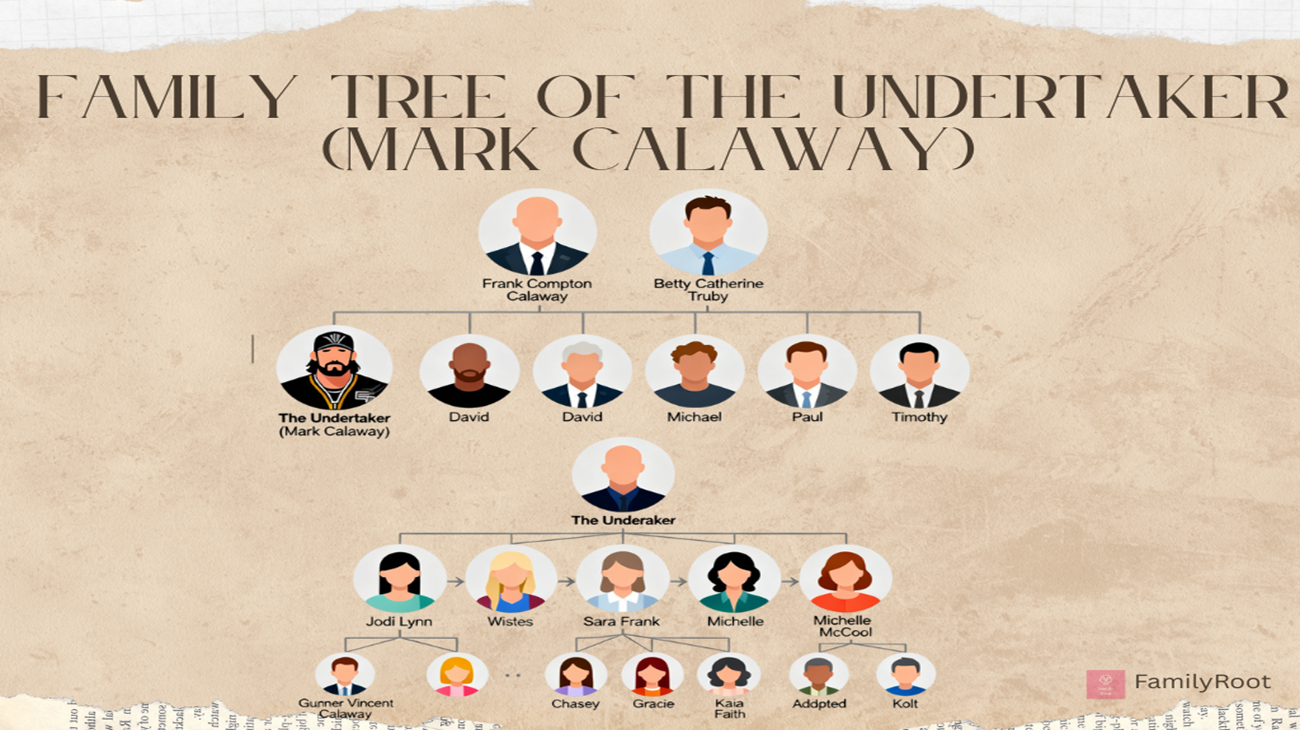 The Family Tree of American retired professional wrestler The Undertaker (Mark Calaway)